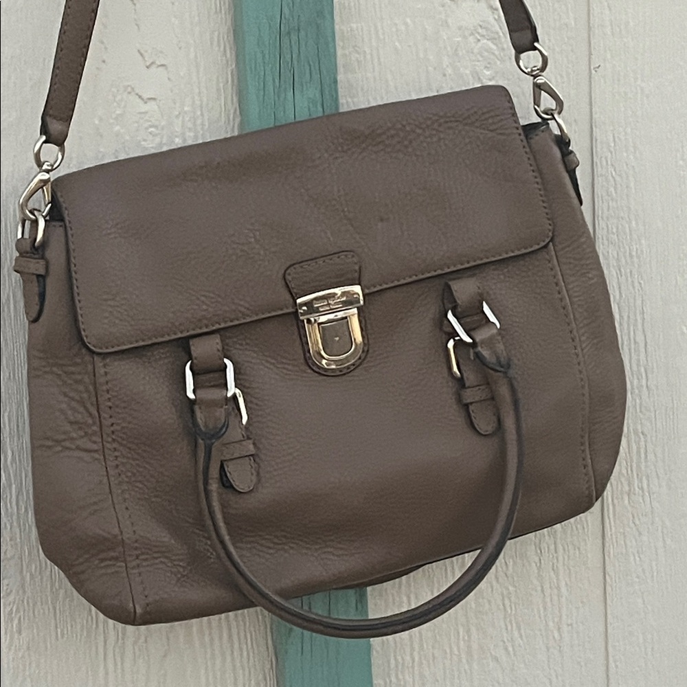 Kate Spade Lola Avenue Rollins Leather Satchel – Clock Tower (Taupe)